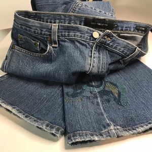 Calvin Klein Print Embroidered Floral Flare Jean